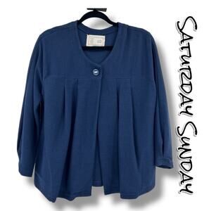 Saturday Sunday Anthropologie Finley Jacket Swing One Button Navy Blue Womens M
